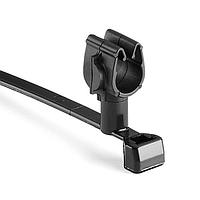 HellermannTyton 156-02251 Standard Cable Ties MOC Clip, 7 mm Transverse, Assembled to T50SVC Swivel Tie, PA66HIRHSUV, Black, 2000/ctn