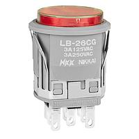 NKK Switches LB26CGW01-5C12-JC Pushbutton Switches ON-ON ROUND GRAY 12V RED LED CLR/RED CAP