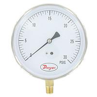 Dwyer SG5-G0622N Lightweight Contractor Gages, 4.5" Scale, 1% Accuracy, -4 to 140°F (4.5 in, 160 psi, Bottom)