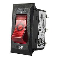 Carling Technologies C1005B-3B101BR3 Thermal 1-pole, Rocker, 125-250 VAC/ 32 VDC 10 amp circuit breaker, 1000 amp interrupting capacity 0.250 Tab (Q.C.) terminals Black Bezel with white RESET OFF legend, Front Panel Snap-In UL 1077 Recognized cUL  UL 1363