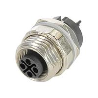 HARTING 21033092430 Connectors M12 S-code 3+PE pin female shielded straight pcb mount THR rear mount