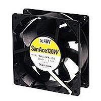 Sanyo Denki 9WG1224F1D01 Axial Axial Fan, 120x120x38mm, 24VDC, Splash Proof, Ribless, Lock Rotor Sensor, IP55