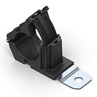 HellermannTyton 151-03040 Cable Mounting & Accessories Ratchet P-Clamp, 0.76 - 1.42" Bundle Dia, 180  Short, 0.41" Hole Dia, PA66HIRHSUV/ST/ZN, Black, 20/bag