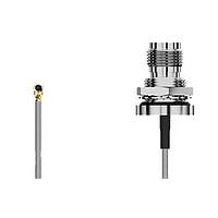 GCT (Global Connector Technology) CAB444RF-0200-A-1 RF Cable Assemblies I-Pex MHF2Isolated TNC  BH R Mt wO-ring IP67 L=200mm Washer & nut RG178 Brwn