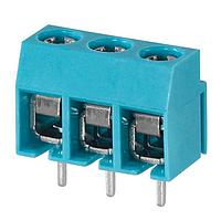 Same Sky (formerly CUI Devices) TB003-500-P03BE Fixed Terminal Blocks Terminal block, screw type, 5.00 , horizontal, 3 poles, CUI Blue, Philip's head screw, PCB mount