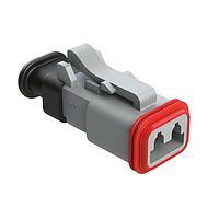 Amphenol SINE Systems AT06-2S-SR02GRY Plug 2-Way Plug Female Connector with Strain Relief Endcap, and Reduced Seal, Gray