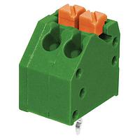 Same Sky (formerly CUI Devices) TBL002A-350-02GR-2OR Fixed Terminal Blocks Terminal block, screwless, 3.50, 45, 2 poles, green w orange tab