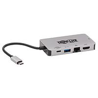 Tripp Lite U442-DOCK6-GY USB Type-C to Ethernet, HMDI, PD Charging, USB 3.2, VGA USB3.1C HUB,HDMI/VGA/GBE/PDCHG