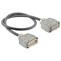 HARTING 20871443001100 Heavy Duty Power Connectors Han 6HsB Power Cable Assembly, Double Lever Metal Hoods, Top Entry, Male/Female Double Ended, UL2237 Listed, 1.0m