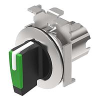 EAO 45-2819.4C50.003 Switch Actuators Selector switch actuator 3 positions green flush mounting main-0-main 45? short lever front metal
