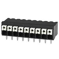 Same Sky (formerly CUI Devices) TBLH10-350-09BK Fixed Terminal Blocks Terminal block, screwless, High Temp, 3.5, Horizontal, 9, Black w Gray Button