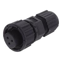 Amphenol LTW BD-03BFFA-SL7001 Standard Circular Connector Ceres, Standard Size, Plastic, 5A, 03 pins, Female Connector, Female Contact, Straight, Screw Thread, Solder, Field Installable, F4.5 - F6.5mm, IP67