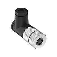 Banner Engineering BFW-M8F3A-4X M8 Field Wireable Connectors Field Wireable: M8; 3-pin Right Angle Female; 24 AWG 3.5-5 mm Cable Range; Screw Terminal; PA+GF Black Body; Nickel-Plated Brass Coupling Nut