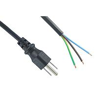 Qualtek Electronics 311019-01 No Receptacle Power Cord SJT, 3X16 BLK 6.56" 125V 13A