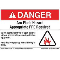 HellermannTyton 596-00904 Arc Flash Label Arc Flash Label, DANGER APPROPRIATE PPE REQUIRED, 5.0" x 3.75", PET, Red/White, 10/pkg