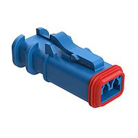 Amphenol SINE Systems AT06-2S-OMRDBLU Automotive Connectors 2 Position Overmolded Plug, Socket, Reduced Seal, Blue