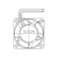 Sunon KD0504PKB3.(2).GN Axial Axial Fan, 40x40x20mm, 5VDC, 5.7CFM, 0.5W, 25.5dBA, 0.09"H2O, Ball, Wire
