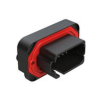 Amphenol SINE Systems AT15-18PE-BM03BK Connectors 18 Position, Straight Flange Mount PCB Receptacle, Tin Plated Contacts Included, Keyed E, Black