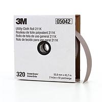 3M Electronic Specialty 7000118352 Flat Cables 3M Utility Cloth Roll 211K, 320 J-weight, 2 in x 50 yd, Full-flex, 5ea/Case