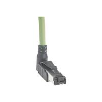 HARTING 09470400046 Cat 5 RJ Industrial RJ45 Cat5 Overmolded Patch Cable, angled bottom to open ended, cable type C trailing 2x2xAWG22/7, PUR green, 1.0m