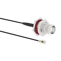 Amphenol RF 095-850-309-050 RF Cable Assemblies RF Connector MHF I LK Right Angle Plug to TNC Straight Jack Bulkhead Rear Mount  1.13 mm 50 Ohm 50 mm