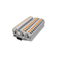 Amphenol Anytek APTS163SDGY00G DIN Rail Terminal Block APT 16mm2/1-2 Feed-through terminal blockSingle layer , 1in-2out Grey