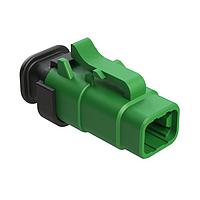 Amphenol SINE Systems ATM06-4S-SR01GN Connectors 4 Position, Plug, Socket, Strain Relief End Cap, Green Body
