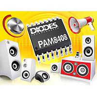 Diodes Incorporated PAM8408DR 2-Channel Stereo 2x3W Class D Audio 2.5 to 6V 8mA 24dB