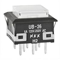 NKK Switches UB26KKW016B-JB Pushbutton Switches DPDT ON-ON WHT SUPER BRIGHT
