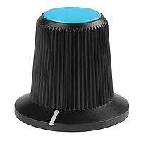 NKK Switches AT4104G Cylindrical Knob with Skirt LG CAP BLK/BLUE TIP