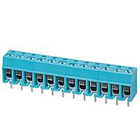 Same Sky (formerly CUI Devices) TB001-500-12BE Fixed Terminal Blocks Terminal block, screw type, 5.00 , horizontal, 12 poles, CUI Blue, slotted screw, PCB mount
