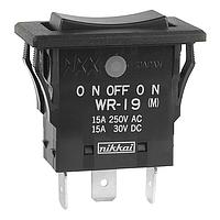 NKK Switches WR19AFN Rocker Switches ON-OFF(ON) BLACK QC NO EPOXY ENVRN SEALD