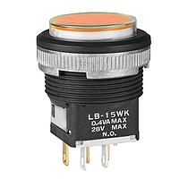 NKK Switches LB15WKG01-5D24-JD Pushbutton Switches ON(ON)BLK PNL SL 24V AMBR LED CLR/AMB CAP