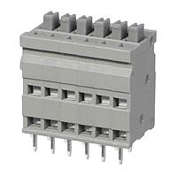 Same Sky (formerly CUI Devices) TBL009V-254-06GY-2GY Fixed Terminal Blocks Terminal block, screwless, 2.54, Vertical, 6, Gray w Gray Button