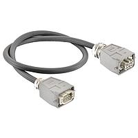 HARTING 20871463001200 Heavy Duty Power Connectors Han 6E Power Cable Assembly, Single Lever Metal Hoods, Top Entry, Male/Female Double Ended, UL2237 Listed, 2.0m
