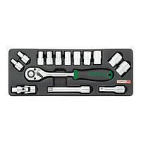 TOPTUL GCAT1504 1/2" DR. Flank Socket Set (15 pcs; 12PT)
