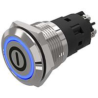 EAO 82-5152.1124.B001 Anti-Vandal 16 mm, Illuminated pushbutton, Stainless steel, flush/flush, Screwterminal, Maintained, Silver Contacts, Ring, Red, 12 V AC/DC