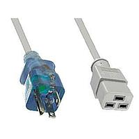 Qualtek Electronics 233081-06 AC Power Hospital Grade Cord 10' GRAY/CLEAR PLUG 3 X 12 AWG HOSP