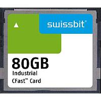 Swissbit SFCA080GH1AO1TO-C-8C-22P-STD Memory Cards Industrial CFast Card, F-86, 80 GB, 3D PSLC Flash, 0C to +70C