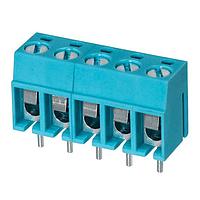 Same Sky (formerly CUI Devices) TB001-500-05BE Fixed Terminal Blocks Terminal block, screw type, 5.00, horizontal, 5 poles, CUI Blue, slotted screw, PCB mount