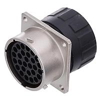 Amphenol SINE Systems RT002028SNHEC03R Connectors Receptacle, Square Flange, 28 Position, Female, Shell Size 20, Silicone Seal, and End Cap with Reduced Diameter Individual Wire Sealing, Range 14-24 AWG