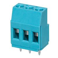 Same Sky (formerly CUI Devices) TB009-508-03BE Fixed Terminal Blocks Terminal block, screw type, 5.08 , horizontal, 3 poles, CUI Blue, slotted screw, PCB mount