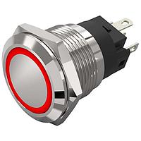 EAO 82-5151.11A4 Indicator Actuator 82-5151.11A4.Illuminated pushbutton.momentary.19 mm.stainless steel.flush/flat.ring.red/green.24 V.soldering terminal