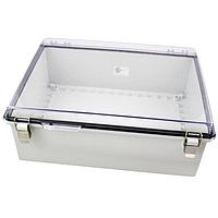 Bud Industries PTQ-11064-C Hinged Cover PC+10% Fiberglass Box, Stainless Steel Latch and Clear Cover (15 X 11 X 5.1 In)