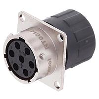 Amphenol SINE Systems RT00147SNHEC03R Connectors Receptacle, Square Flange, 7 Position, Female, Shell Size 14, Silicone Seal, and End Cap with Reduced Diameter Individual Wire Sealing 14-24 AWG