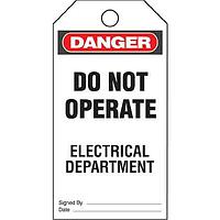 Panduit PVT-43 Labels and Signs Plastic Tag, 'Danger Do Not Operate Elec