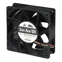 Sanyo Denki 9GV1212G1D011 Axial DC Axial Fan, 120x120x38mm, 12VDC, Guide Vane, Ribless, Locked Rotor Sensor