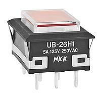 NKK Switches UB26NKW015C-JC Pushbutton Switches ON-ON RECT 6A RED LED CLR/RED CAP LUG