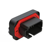 Amphenol SINE Systems AT13-18PD-BM04BK Connectors 18 Position, Right Angle Flange Mount PCB Receptacle, Tin Plated Contacts Included, Potted, Keyed D, Black