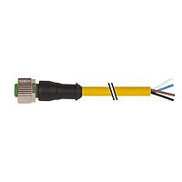Murrelektronik 7000-12221-0141000 Connectors M12 female 0 with cable, PVC 4x0.34 ye UL/CSA 10m